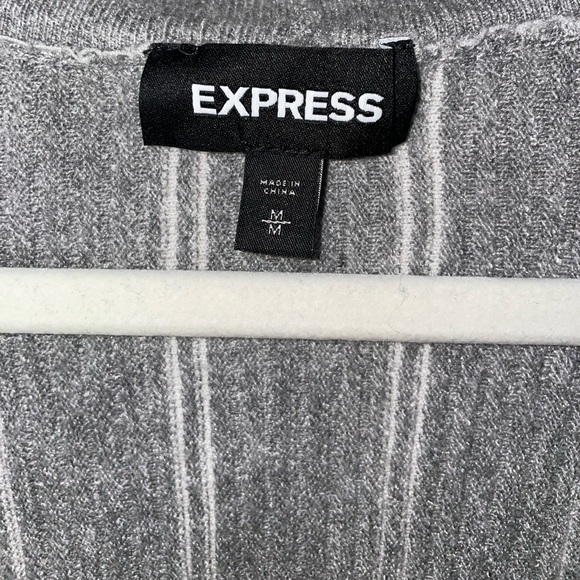 Express Gray and White Striped Cardigan - Picture 3 of 3